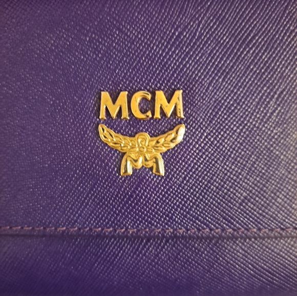 EUC Long MCM Purple Wallet with Gold Logo - Picture 2 of 13